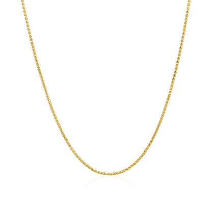 14k Yellow Gold Diamond Cut Round Wheat Chain (1.00 mm)