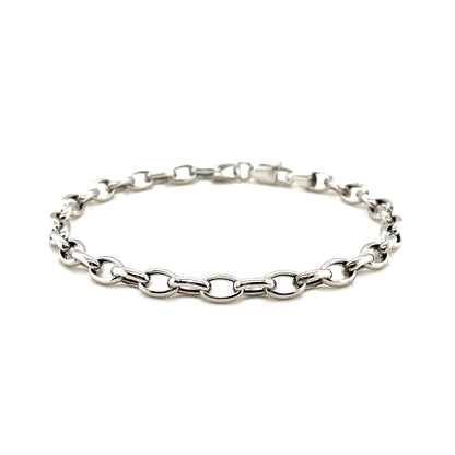 14k White Gold Oval Rolo Bracelet  (4.60 mm)