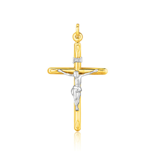 14k Two Tone Gold Cross Pendant