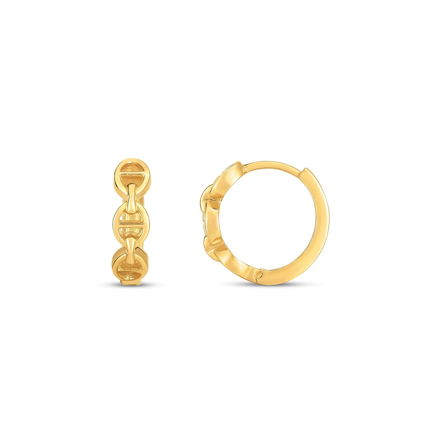 14k Yellow Gold Oval Mariner Huggies