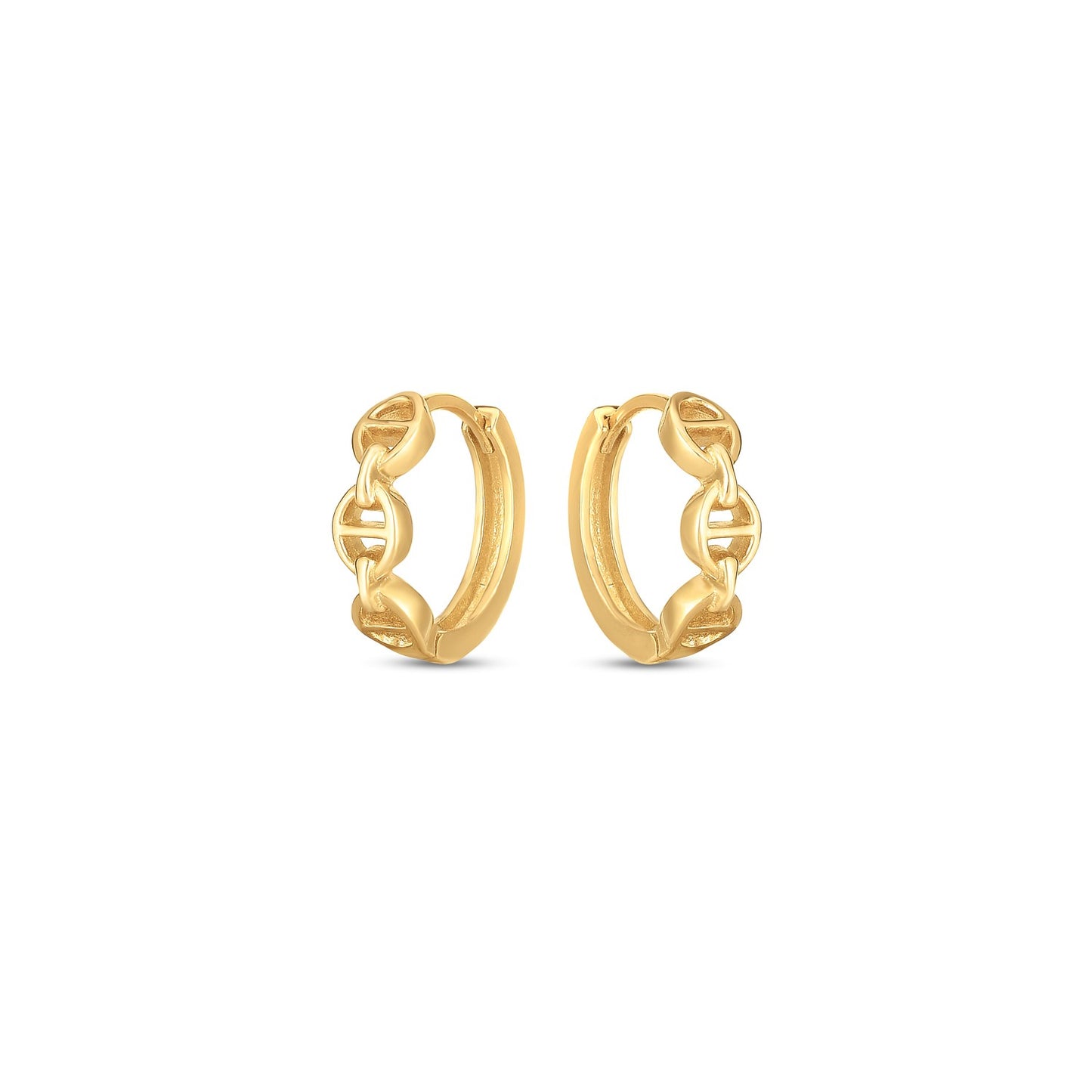 14k Yellow Gold Oval Mariner Huggies