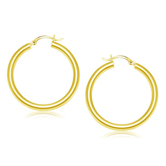 14k Yellow Gold Polished Hoop Earrings (4x40mm)