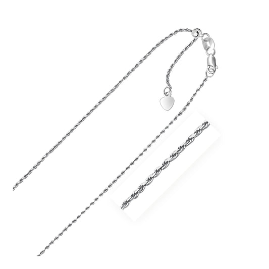 14k White Gold Adjustable Rope Chain (0.95 mm)