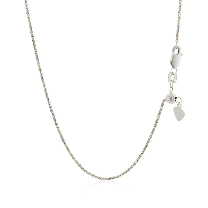 14k White Gold Adjustable Rope Chain (0.95 mm)