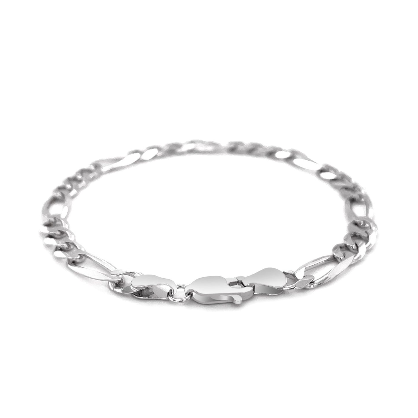 14k White Gold Solid Figaro Bracelet (6.00 mm)