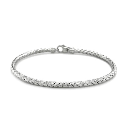 Fancy Weave Bangle in 14k White Gold (3.00 mm)