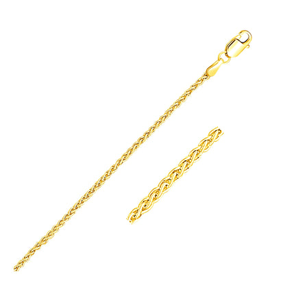 14k Yellow Gold Round Wheat Chain (2.1 mm)