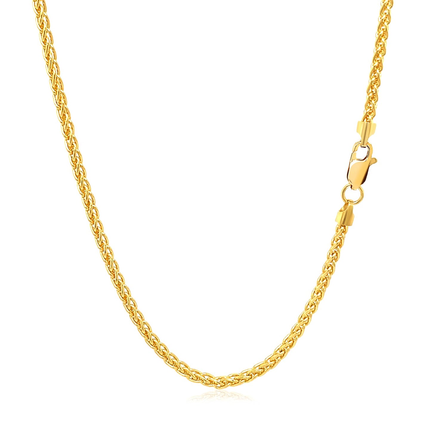 14k Yellow Gold Round Wheat Chain (2.1 mm)