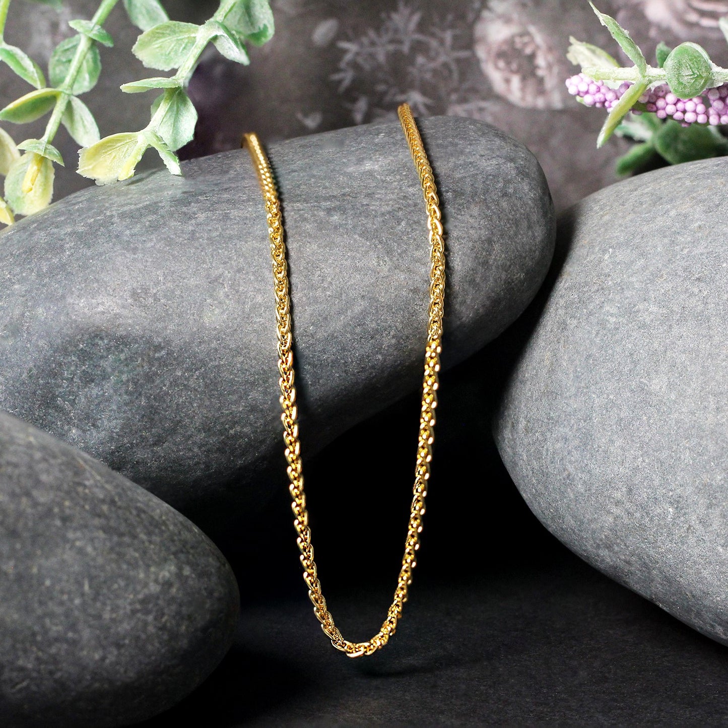 14k Yellow Gold Round Wheat Chain (2.1 mm)