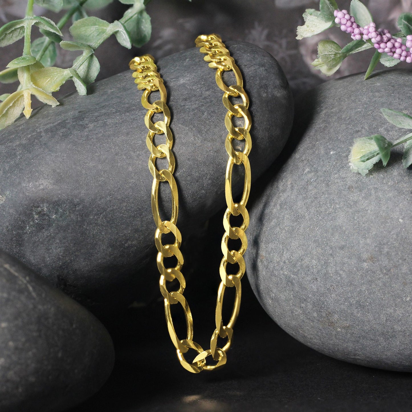 10K Yellow Gold Solid Figaro Chain (5.30 mm)