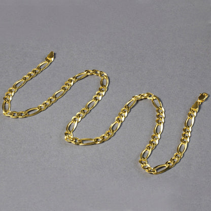 10K Yellow Gold Solid Figaro Chain (5.30 mm)