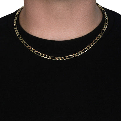 10K Yellow Gold Solid Figaro Chain (5.30 mm)