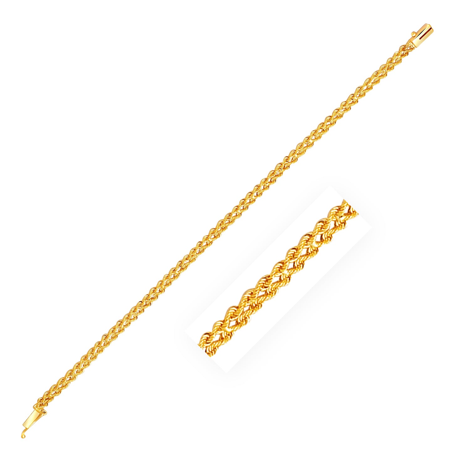 14k Yellow Gold Two Row Rope Bracelet  (3.90 mm)