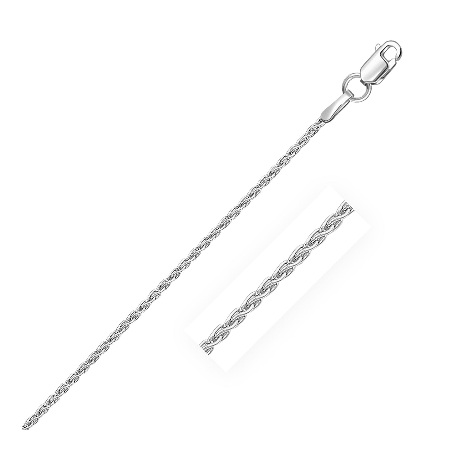 14k White Gold Round Wheat Chain (1.2 mm)