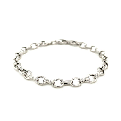 Sterling Silver Polished Charm Bracelet with Rhodium Plating (5.10 mm)