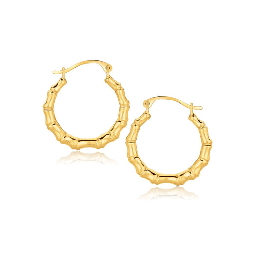 10k Yellow Gold Branch Motif Hoop Earrings