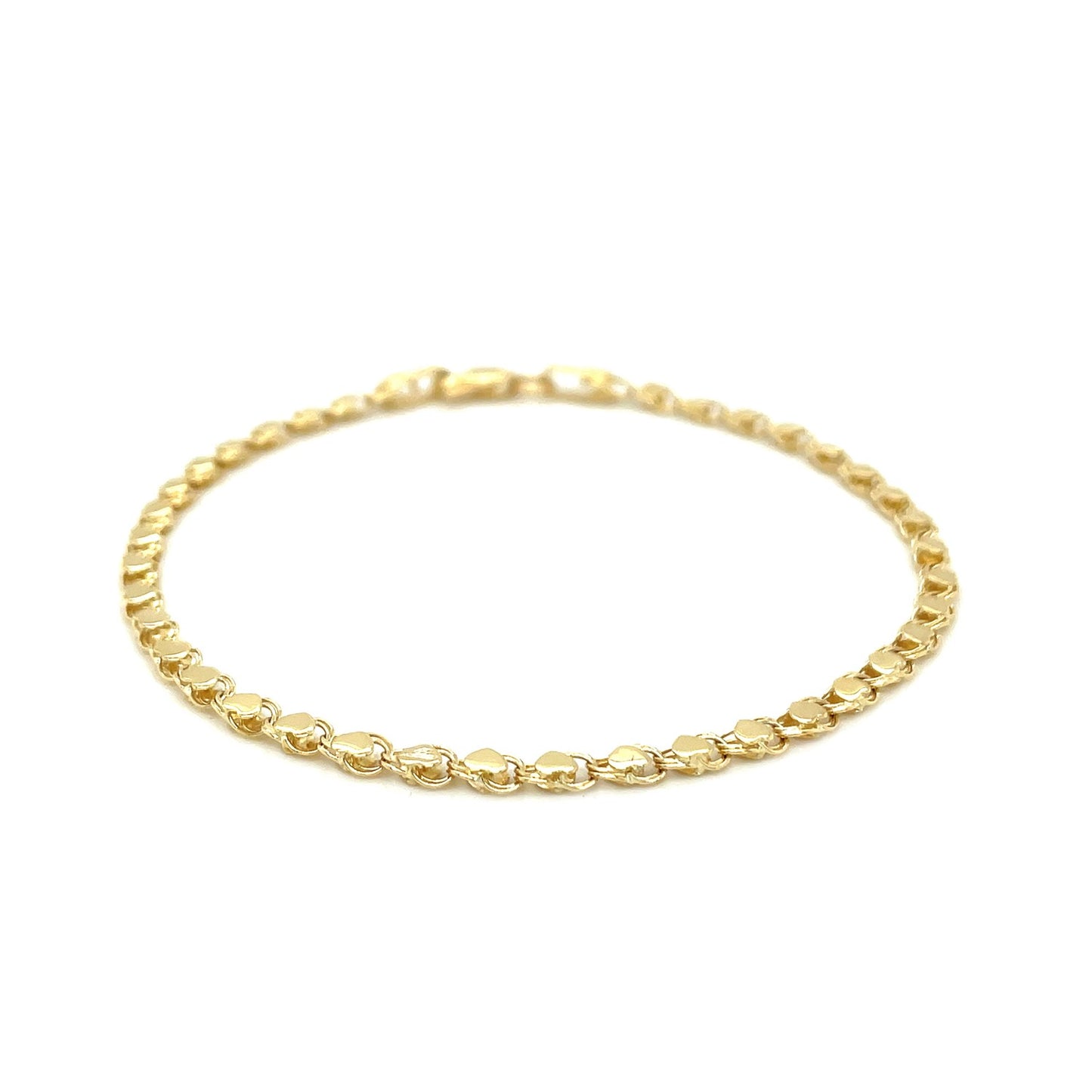 14k Yellow Gold Heart Bracelet (3.00 mm)