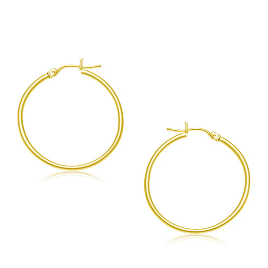 14k Yellow Gold Polished Hoop Earrings (2x30mm)