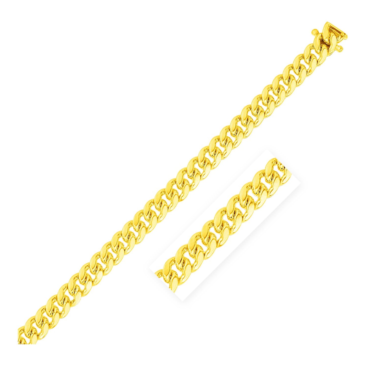 14k Yellow Gold Classic Miami Cuban Solid Chain (7.10 mm)