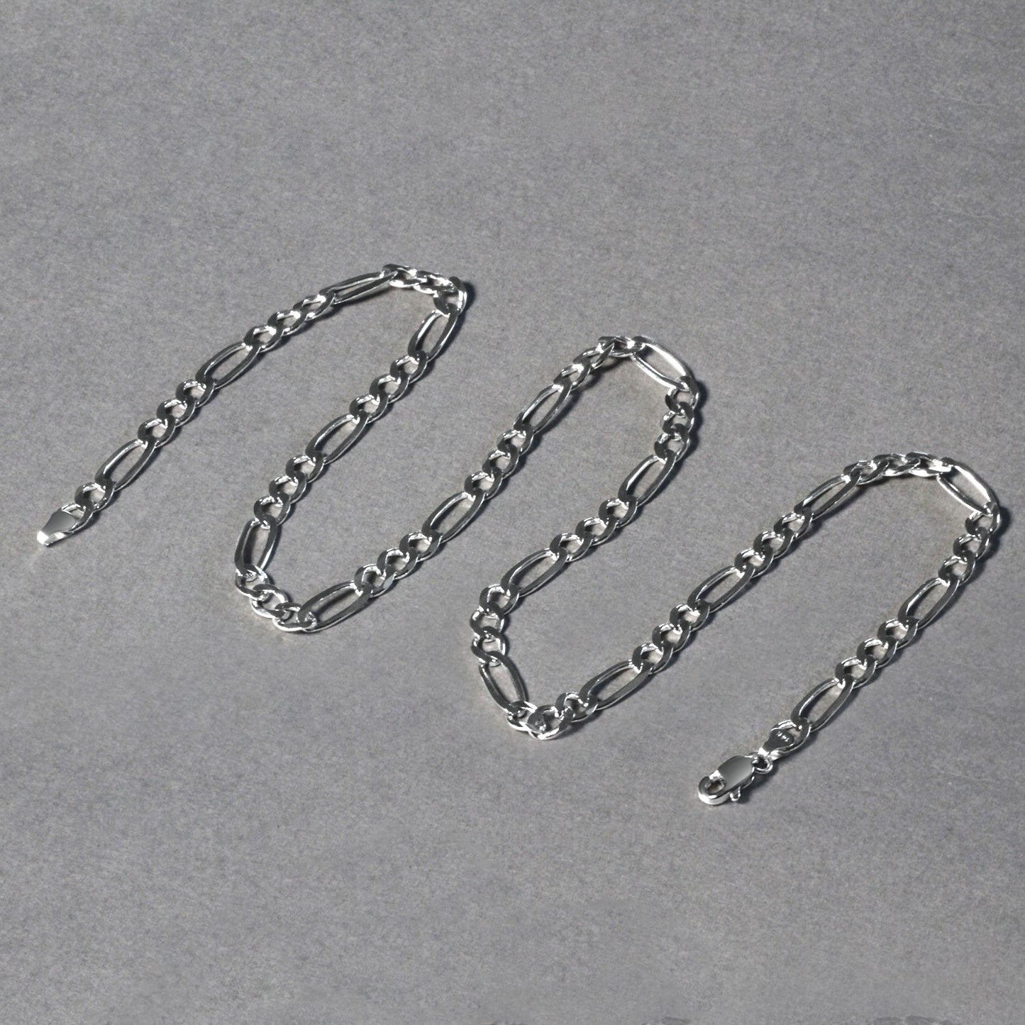 14k White Gold Solid Figaro Chain (4.50 mm)