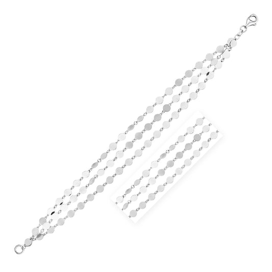 Sterling Silver Three Strand Mirror Link Bracelet (4.00 mm)