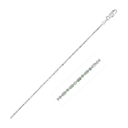 14k White Gold Diamond-Cut Bead Chain (0.90 mm)