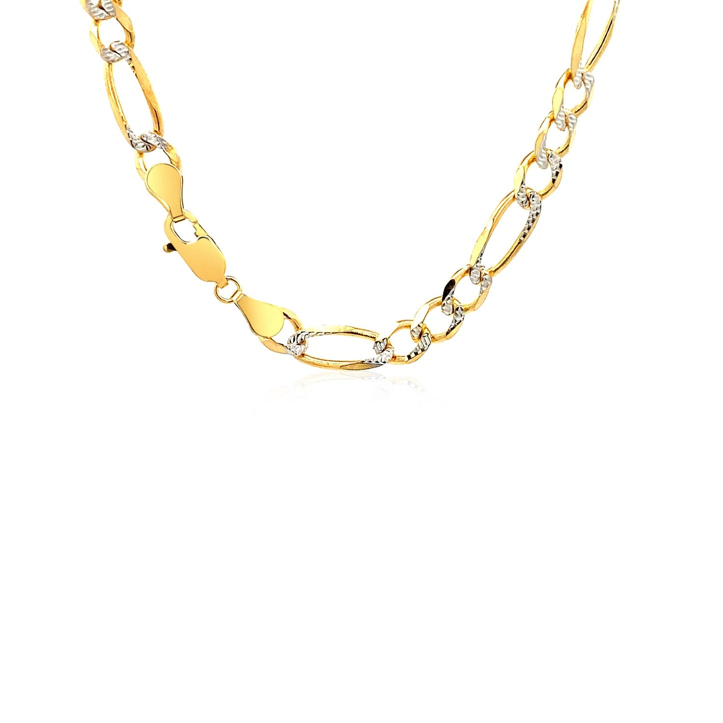 14K Yellow Gold Solid Pave Figaro Chain (5.90 mm)