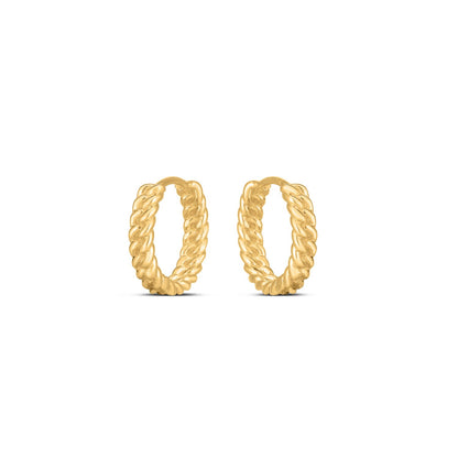 14k Yellow Gold Braided Huggie Hoops(3x12mm)