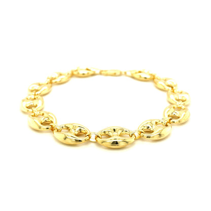 14k Yellow Gold Puffed Mariner Link Bracelet (11.00 mm)