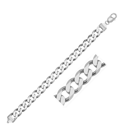 Rhodium Plated Sterling Silver Curb Style Chain (10.20 mm)