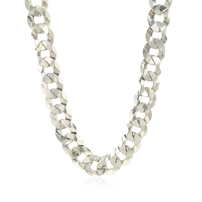 Rhodium Plated Sterling Silver Curb Style Chain (10.20 mm)