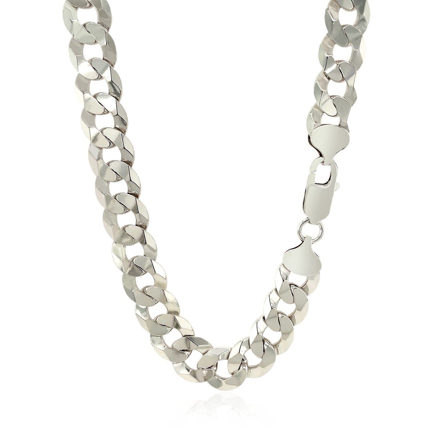 Rhodium Plated Sterling Silver Curb Style Chain (10.20 mm)