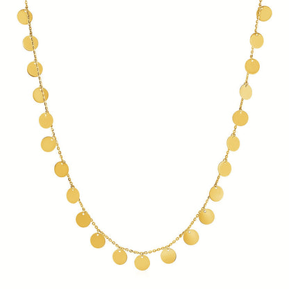 Choker Necklace with Polished Discs in 14k Yellow Gold