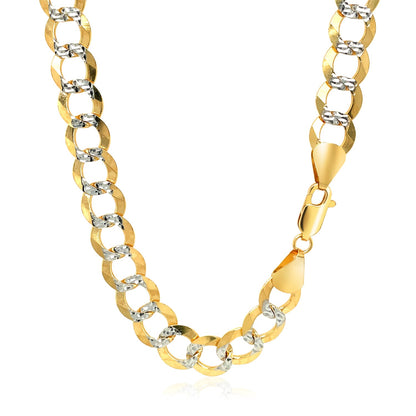 14k Two Tone Gold Pave Curb Chain (8.30 mm)