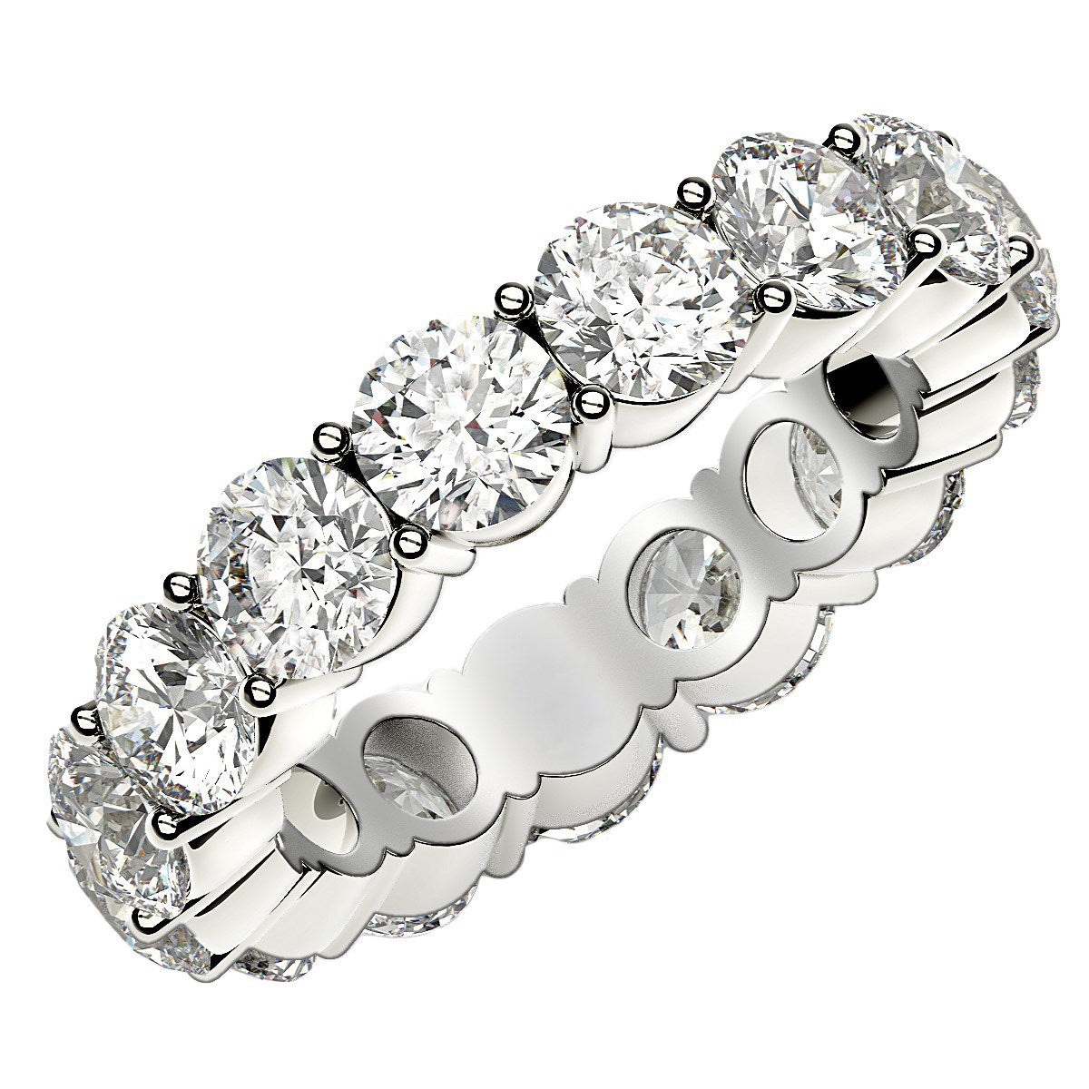 Round Cut Lab Grown Diamond Eternity Ring in 14k White Gold (5 cttw FG/VS2)