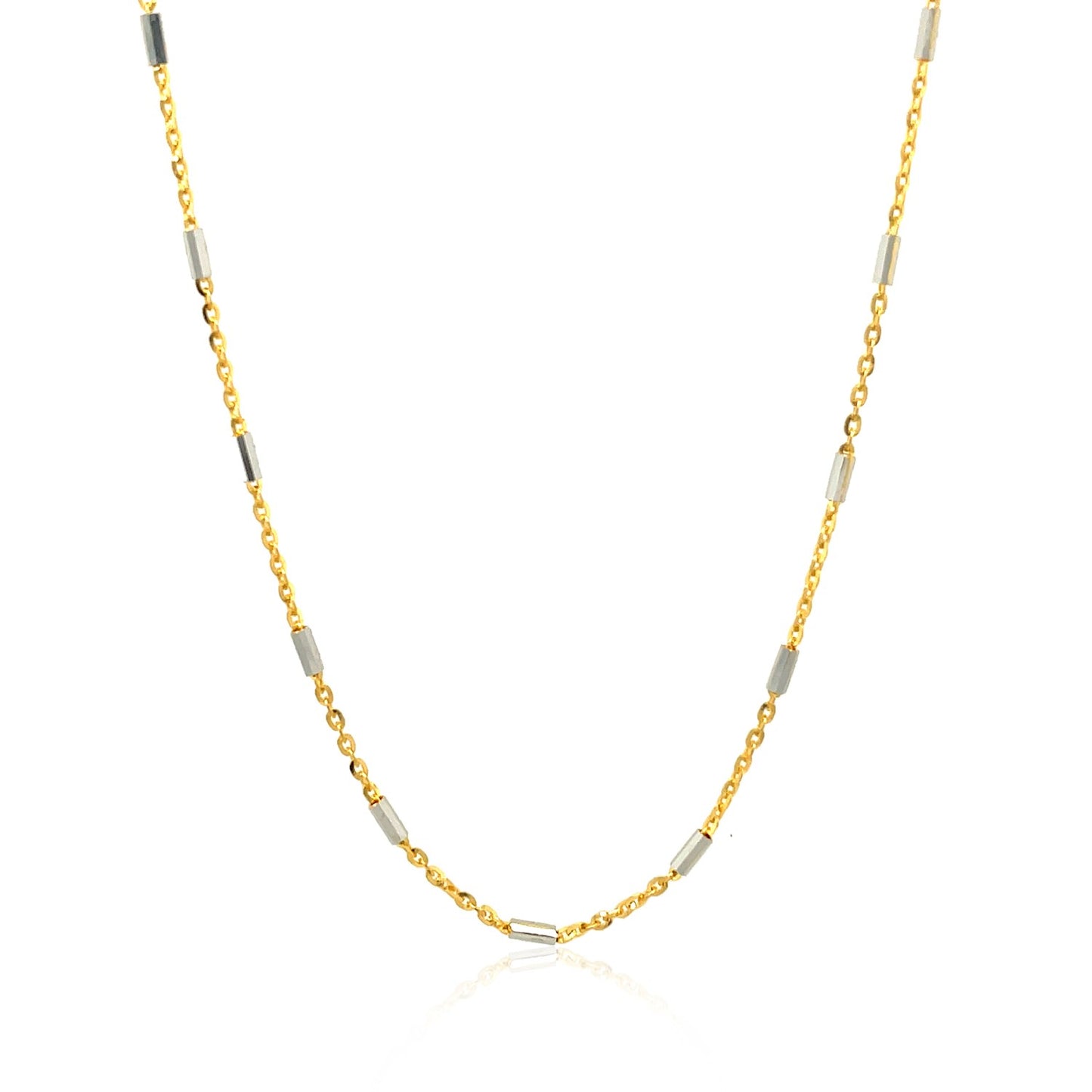 Bar Links Pendant Chain in 14k Two Tone Gold (1.00 mm)