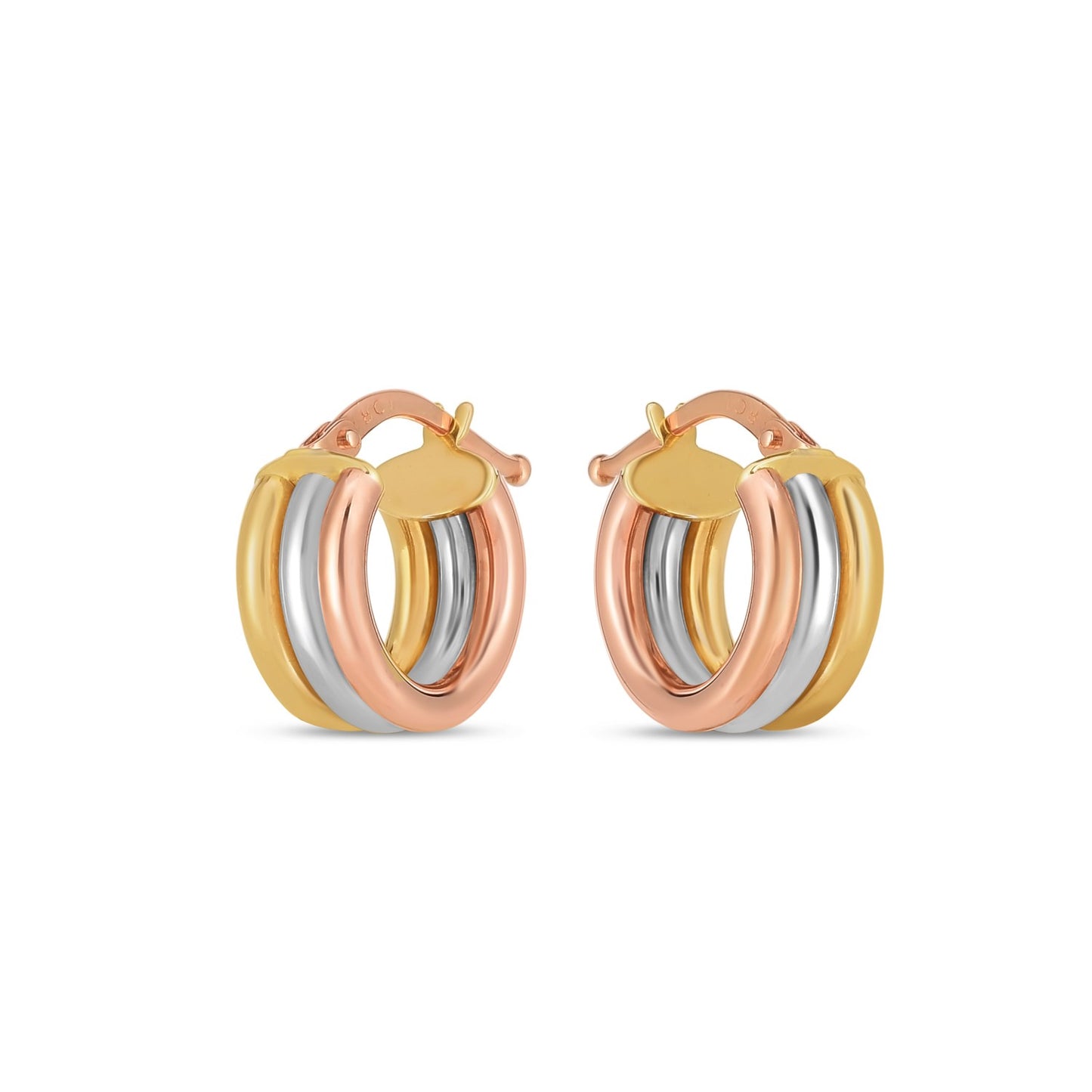 14k Tri Color Gold Trilogy Hoops