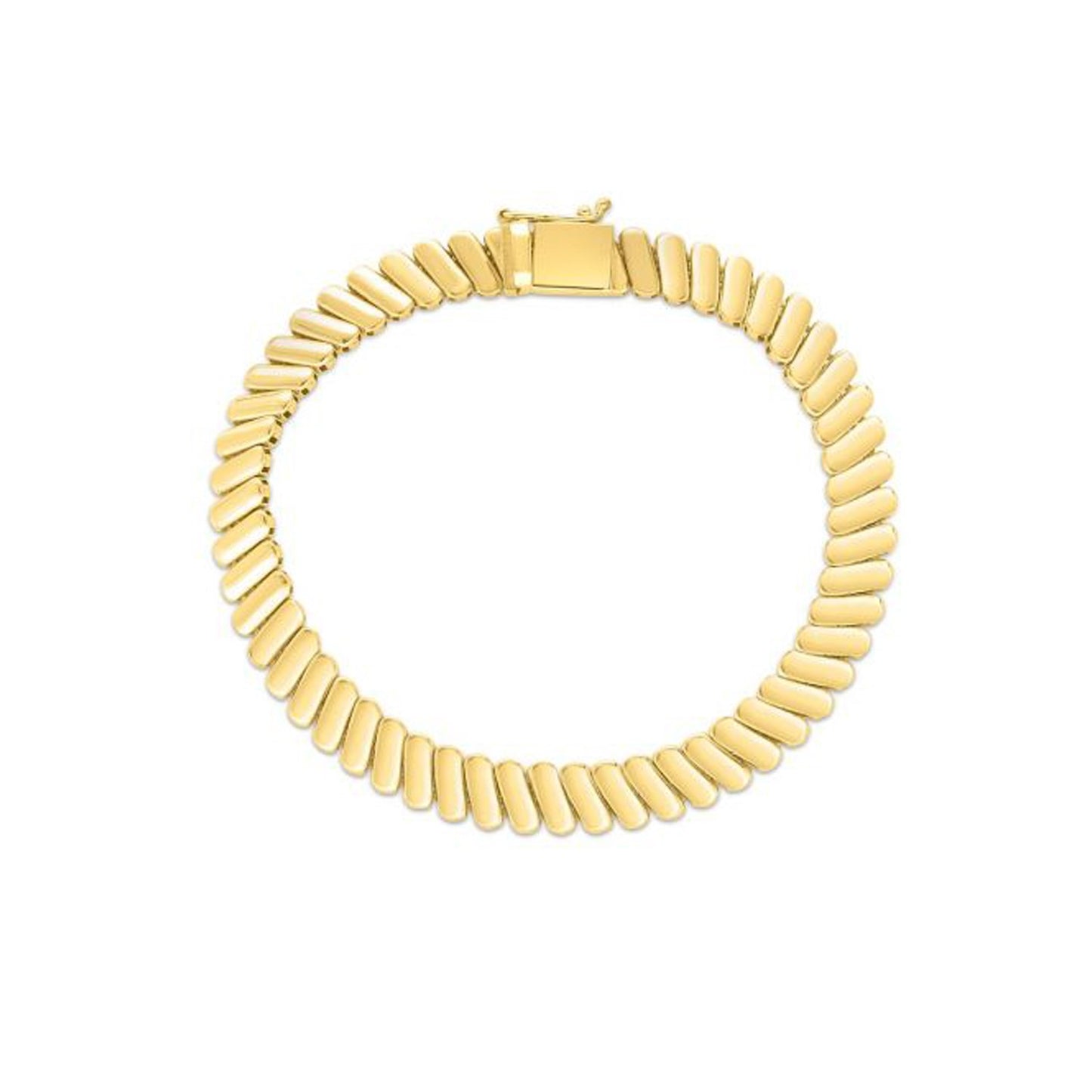 14k Yellow Gold Rib Link Bracelet (7.00 mm)