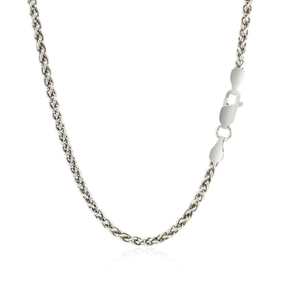 Sterling Silver Rhodium Plated Wheat Chain (2.60 mm)