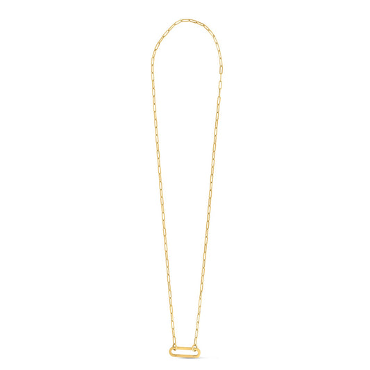 14k Yellow Gold Elongated Link Paperclip Necklace