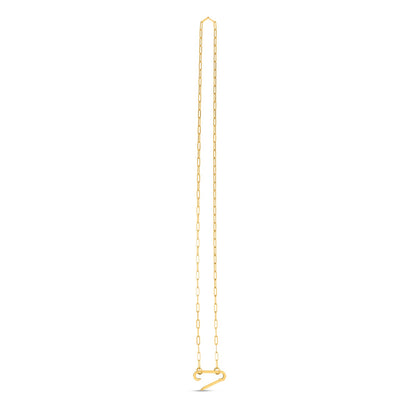 14k Yellow Gold Elongated Link Paperclip Necklace