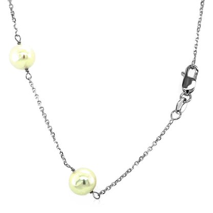 14k White Gold Necklace with White Pearls