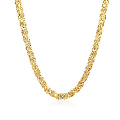 14k Yellow Gold Fancy Byzantine Chain Necklace