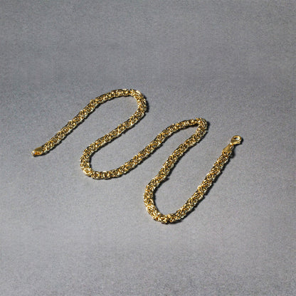 14k Yellow Gold Fancy Byzantine Chain Necklace