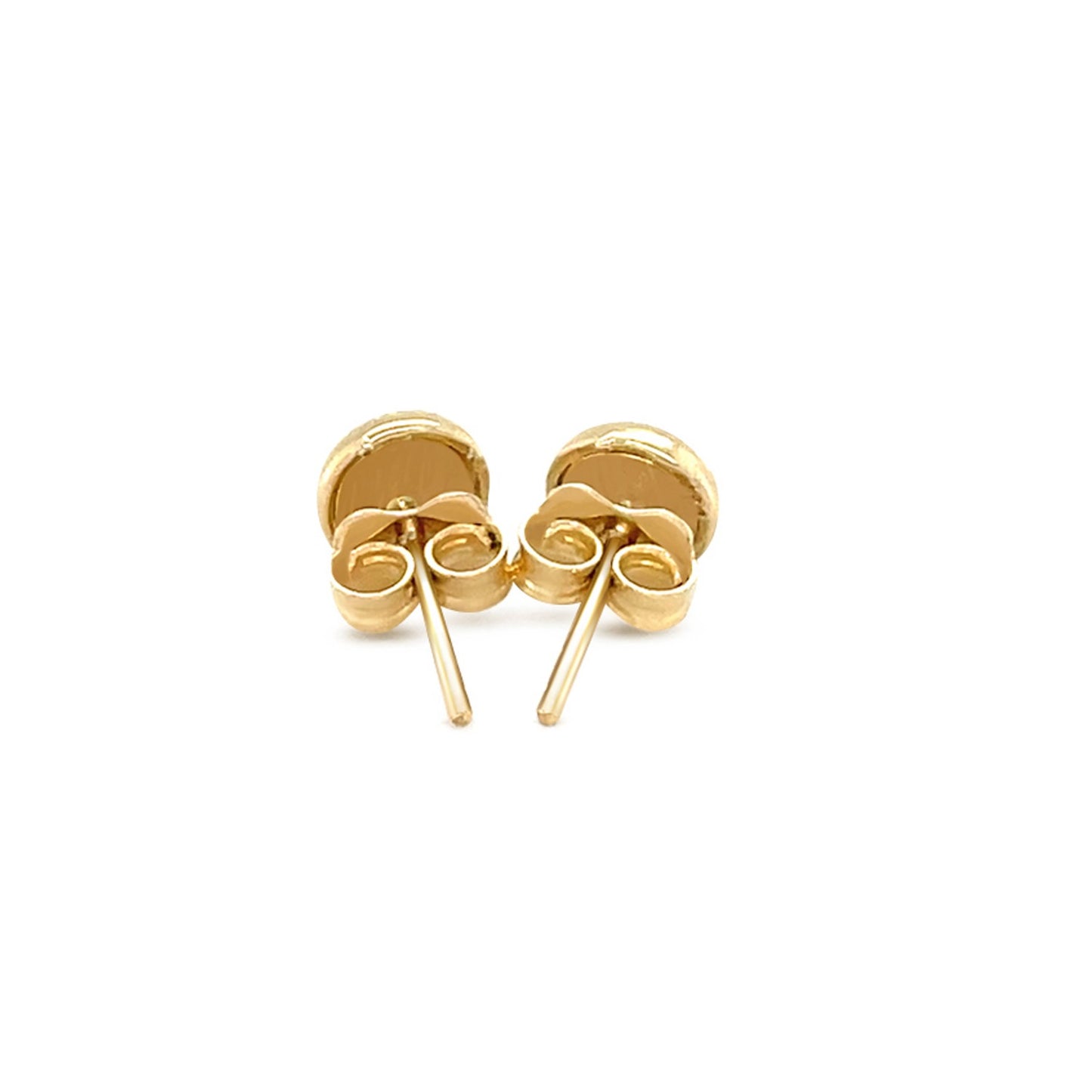 14k Yellow Gold Textured Circle Post Earrings