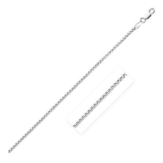 Sterling Silver Rhodium Plated Round Box Chain (1.30 mm)