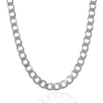 Rhodium Plated Sterling Silver Curb Style Chain (13.60 mm)