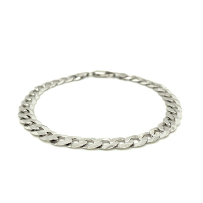 Rhodium Plated Sterling Silver Curb Style Bracelet (7.20 mm)