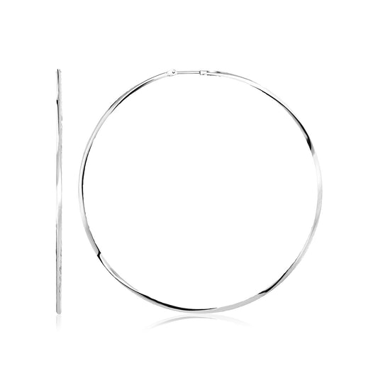 Sterling Silver Large Polished Round Hoop Earrings(60mm)