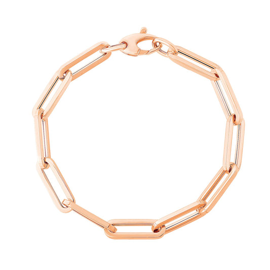 14K Rose Gold Extra Wide Paperclip Chain Bracelet (6.10 mm)